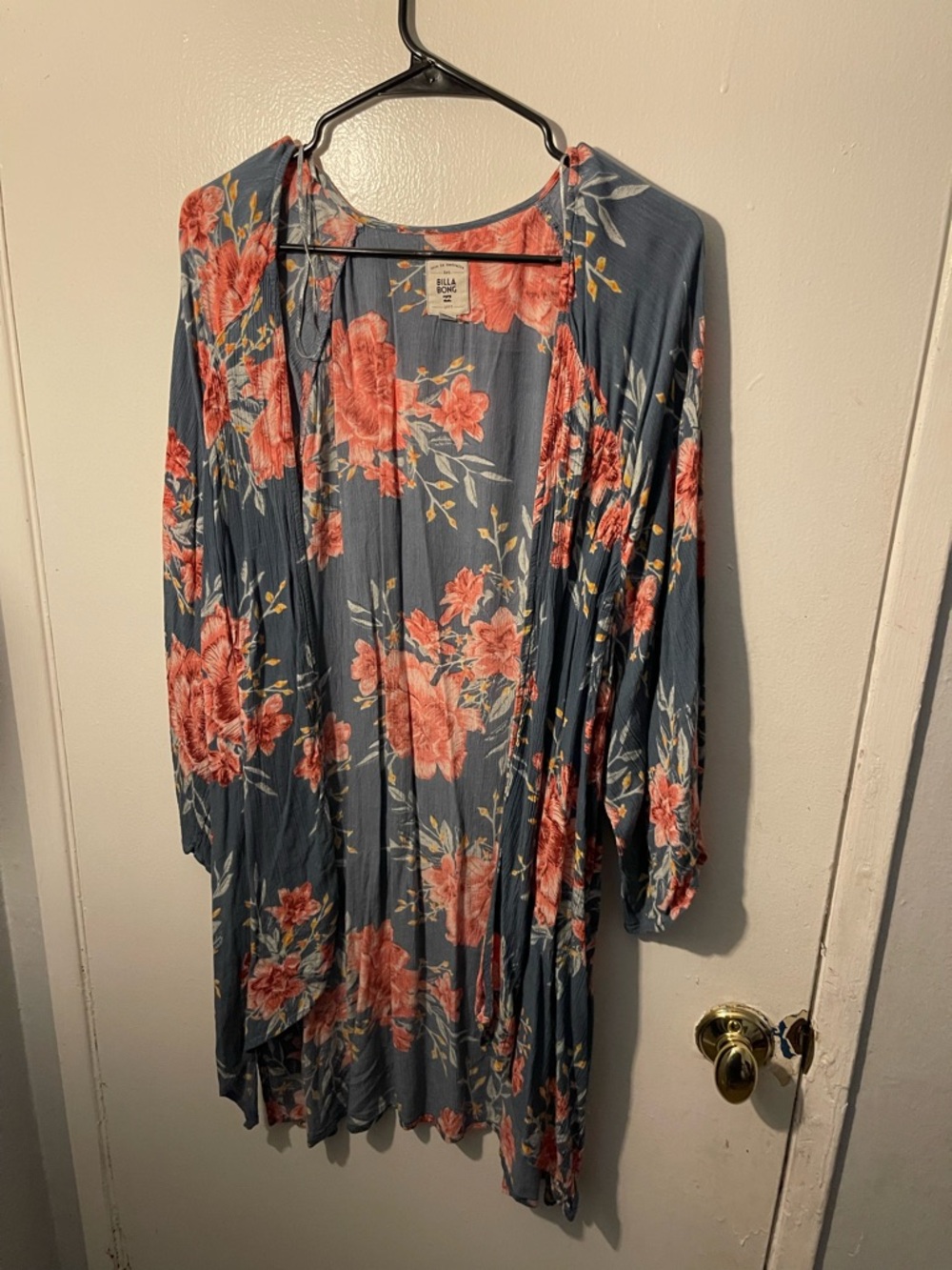Billabong Blue Floral Open Front Kimono
